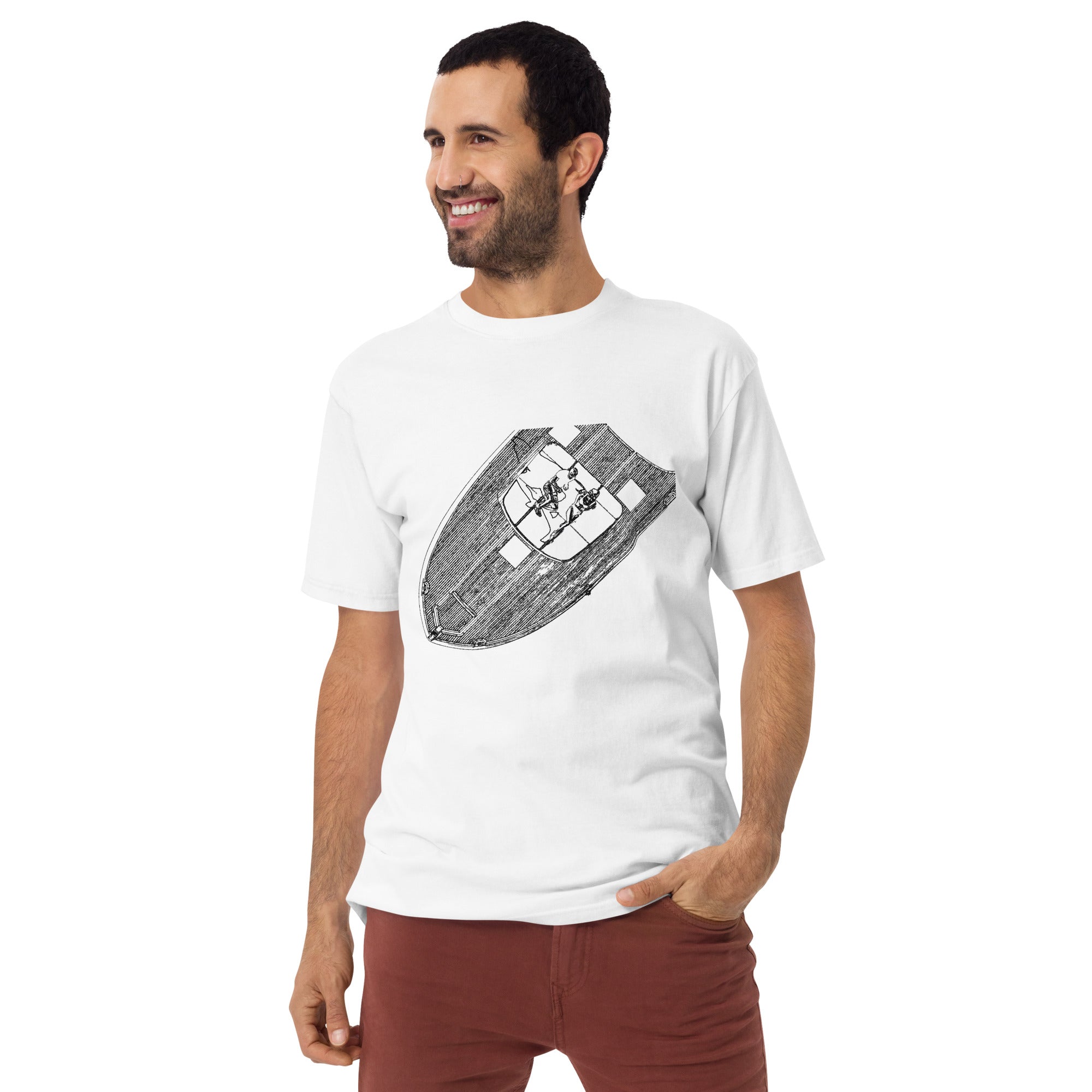 Blu Notte Heavyweight Tee — white, model front