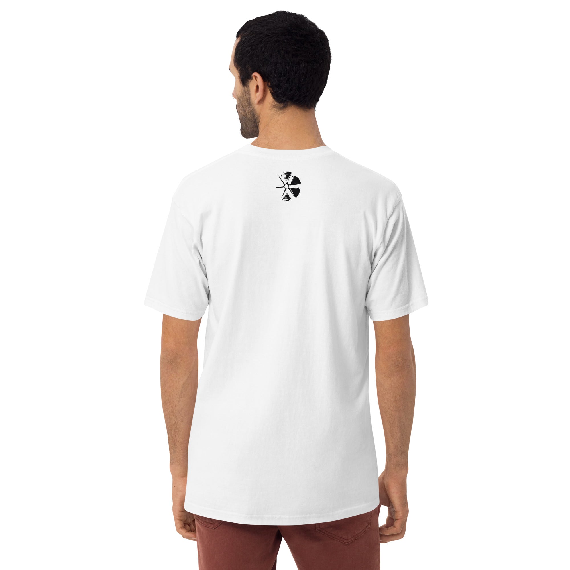 Blu Notte Heavyweight Tee — white, model back