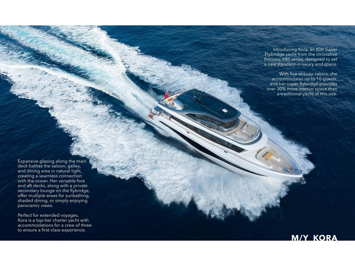 Charter M/Y KORA — Princess X80 (25m, 2023) | Mediterranean