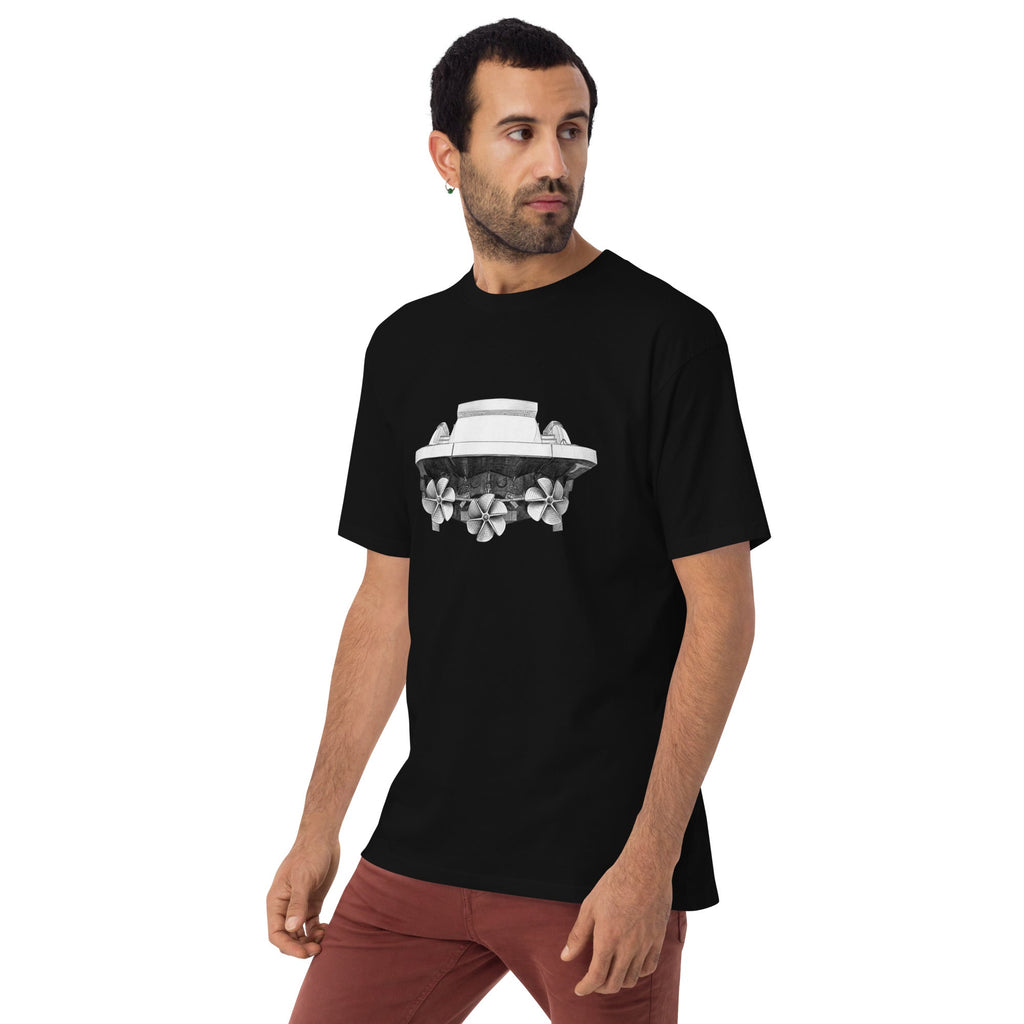 Rooster Tail Heavyweight Tee — black, left front