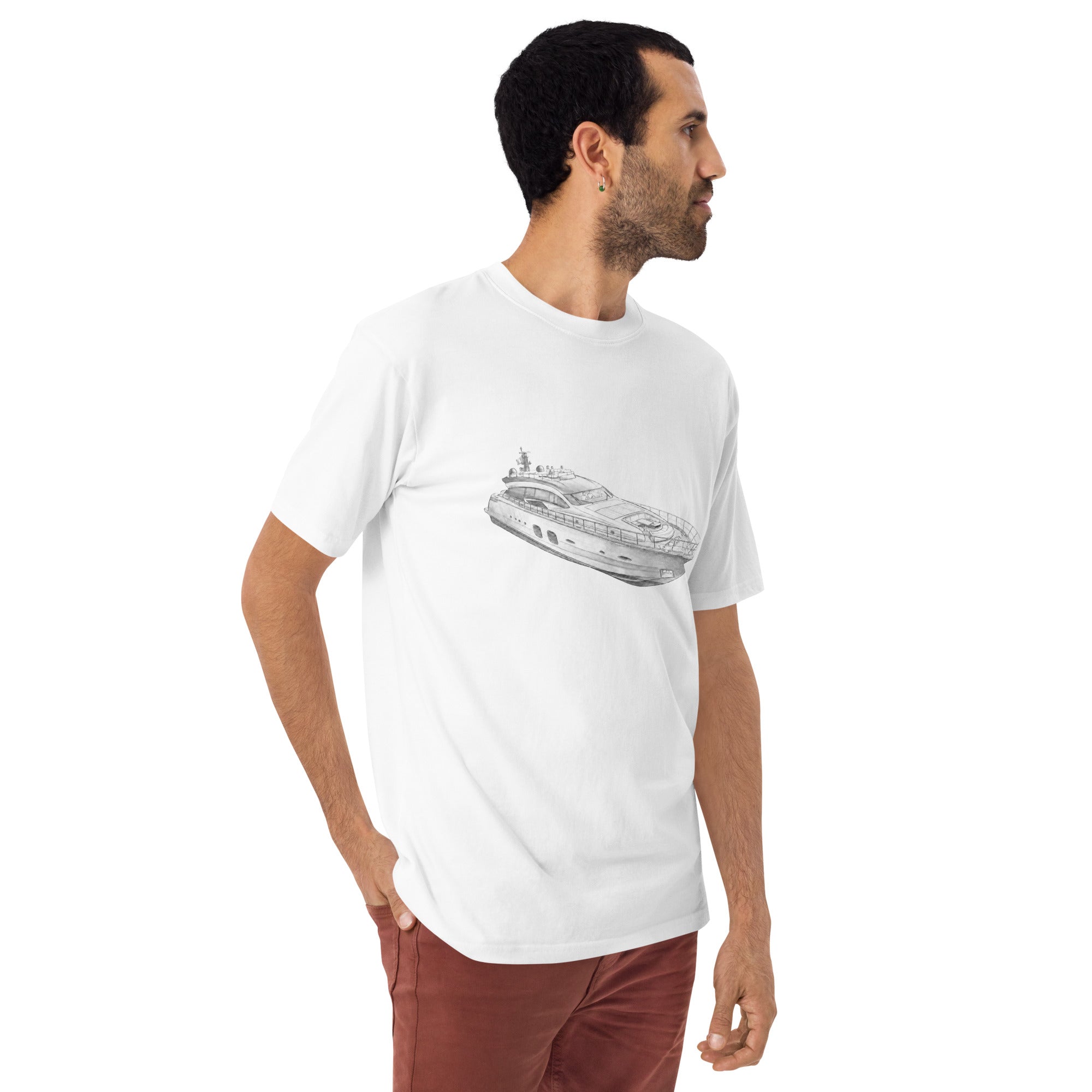 Sea Trial Heavyweight Tee — white, right front